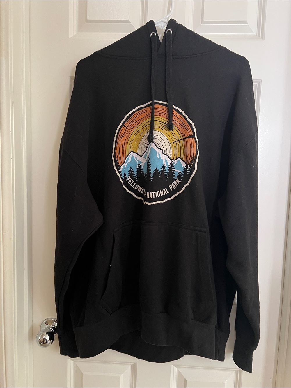 Black Yellowstone National Park Mountain Graphic Hoodie